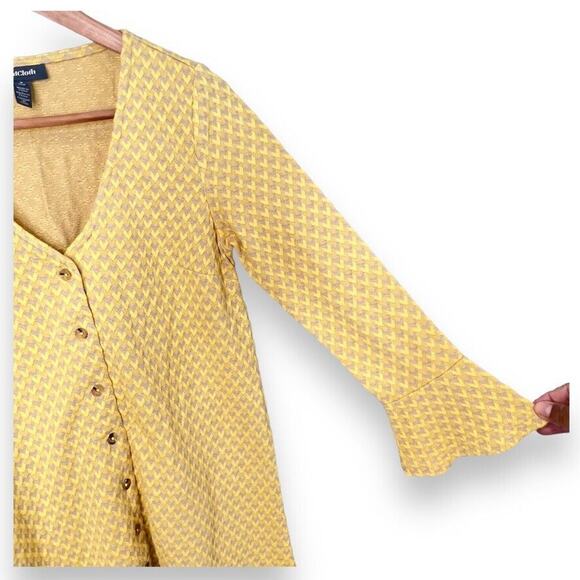 Modcloth On the Sunny Side Up Yellow Knit Mini Dress with Bell Sleeves Women's S - Picture 3 of 8